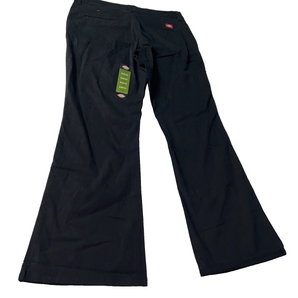 Dickies Womens Slim Fit Work Pants Black Size 12SH FP121BK